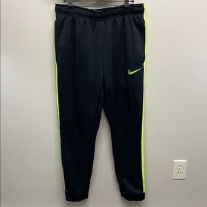 Nike Therma-Fit 716373 Athletic Training Jogger Sweat Pants Black Neon Yellow M